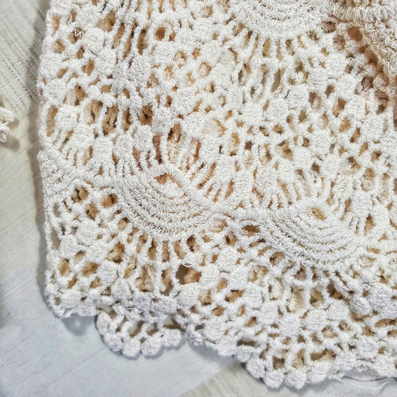 New Boho Crochet Net Cover Up Dress Tunic Top Lace Beige Ivory Tan - Picture 5 of 9